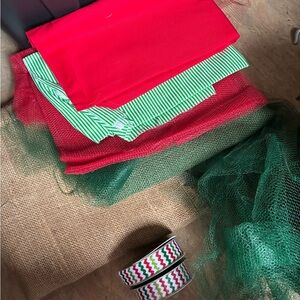 Festive Fabric and Ribbon Set with misc tulle